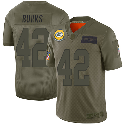 Green Bay Packers Limited Camo Men #42 Burks Oren Jersey Nike NFL 2019 Salute to Service->nfl t-shirts->Sports Accessory